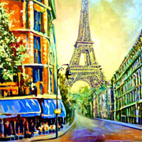 Paris backdrop for Kush Cabaret